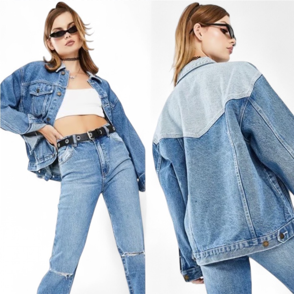 ROLLA'S JEANS Jacket Slouch Blue Two-Tone Tumbled Jean Size‎ Women’s Size Large